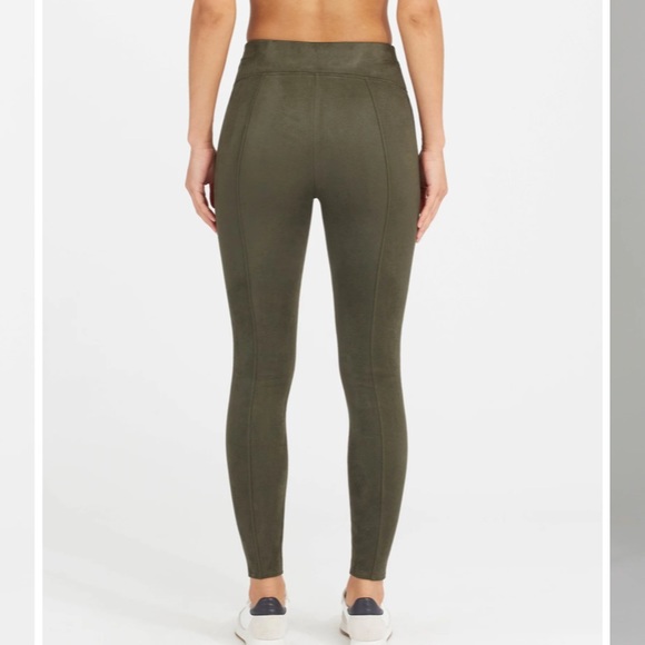 Faux Suede Spanx Leggings (Olive) - Picture 3 of 6